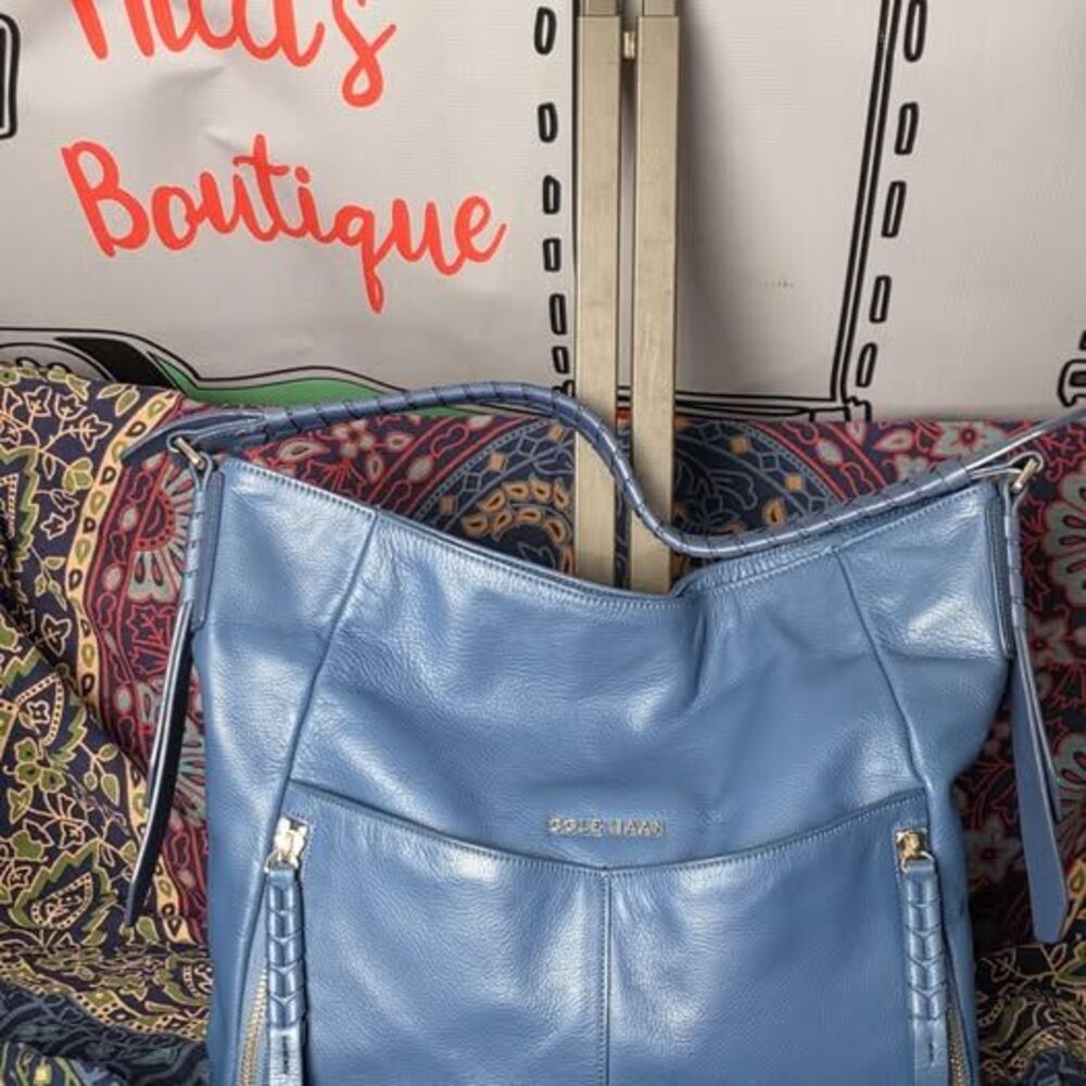 Blue Cole Haan Genuine Leather Shoulder Bag